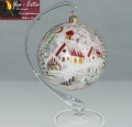 Glaskugel 12 cm Bunt mit Weihnachtsmotiv mit Glasständer