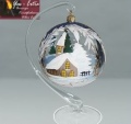 Glaskugel 14 cm klar mit Weihnachtsmotiv mit Glasständer